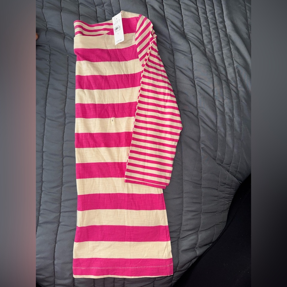 NWT LOFT Pink and Cream Striped Top. Size S